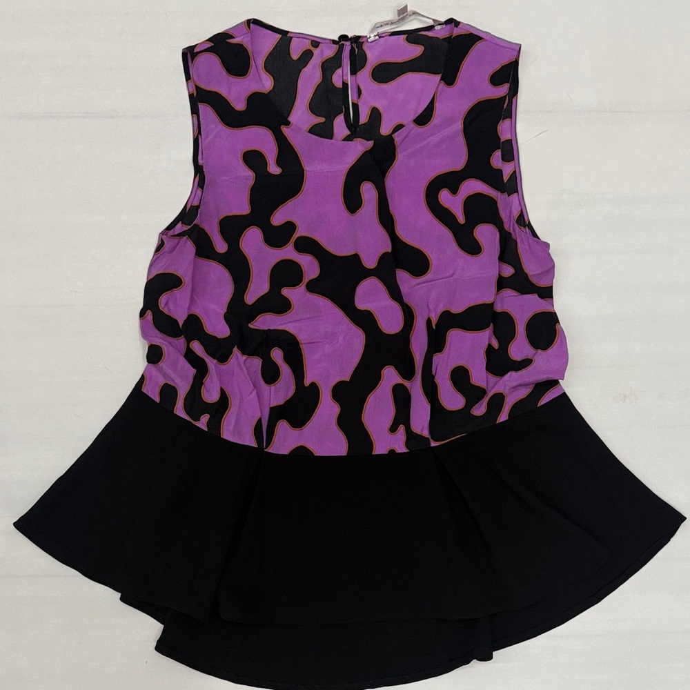 Diane Von Furstenberg Purple and Black Patterned Blouse